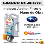 CAMBIO-DE-ACEITE-5W30-SHELL-HX8-PRO-AG-4L---FILTRO-W610-6-HANZO-|-SUBARU-IMPREZA-2.0--2016-2019