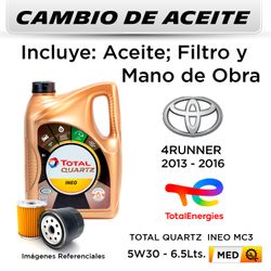 CAMBIO DE ACEITE TOYOTA 4RUNNER 4.0 2013 - 2016 - | TOTAL INEO MC3 5W30 5L - FILTRO HU7009z MANN FILTER