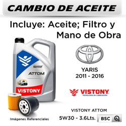 CAMBIO DE ACEITE TOYOTA YARIS 1.3 2011 - 2016 - | 5W30 VISTONY DUAL - FILTRO HU6006z HANZO