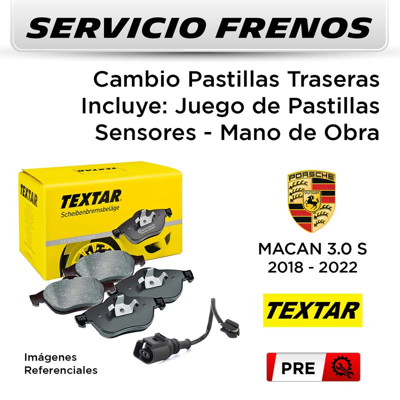 FRENOS---CAMBIO-PASTILLAS-PORSCHE-MACAN-3.0-2018---2022----TRASERAS-|-P.-TEXTAR-INCL-SENSOR---SERVICIO