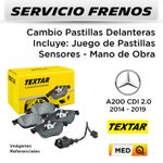 FRENOS---CAMBIO-PASTILLAS-MERCEDES-BENZ-A200-2014---2019---DELANTERAS-|-P.-TEXTAR-INCL-SENSOR---SERVICIO