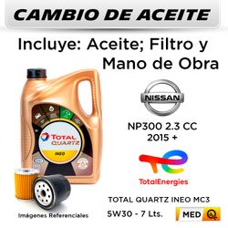 CAMBIO DE ACEITE  NISSAN  NP300 2.3 CC  2015 + | TOTAL QUARTZ INEO MC3 5W30 - FILTRO HU6011Z STP