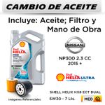 CAMBIO-DE-ACEITE--NISSAN--NP300-2.3-CC--2015---|-SHELL-HELIX-HX8-ECT-DUAL-5W30---FILTRO-HU6011Z-STP