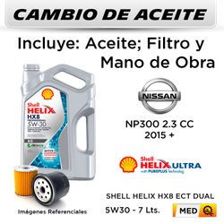 CAMBIO DE ACEITE  NISSAN  NP300 2.3 CC  2015 + | SHELL HELIX HX8 ECT DUAL 5W30 - FILTRO HU6011Z STP