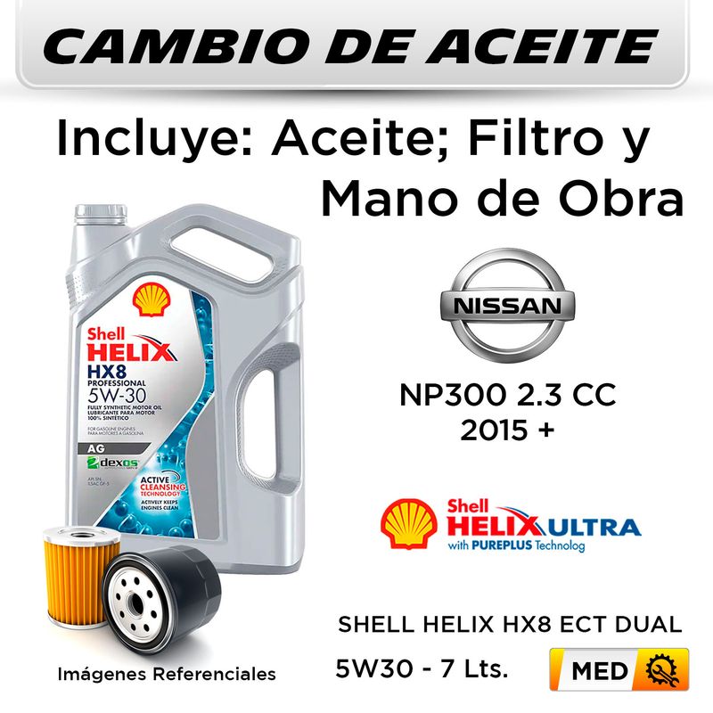 CAMBIO-DE-ACEITE--NISSAN--NP300-2.3-CC--2015---|-SHELL-HELIX-HX8-ECT-DUAL-5W30---FILTRO-HU6011Z-STP