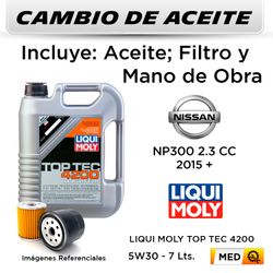 CAMBIO DE ACEITE  NISSAN  NP300 2.3 CC  2015 + | LIQUI MOLY TOP TEC 4200 5W30 - FILTRO HU6011Z STP