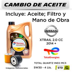 CAMBIO DE ACEITE  NISSAN  XTRAIL 2.0 CC  2014 + | TOTAL QUARTZ INEO MC3 5W30 - FILTRO HU6011X WURTEX