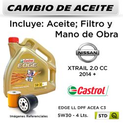 CAMBIO DE ACEITE  NISSAN  XTRAIL 2.0 CC  2014 + | CASTROL EDGE LL DPF ACEA C3 5W30 - FILTRO HU6011X WURTEX