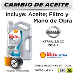 CAMBIO-DE-ACEITE--NISSAN--XTRAIL-2.0-CC--2014---|-SHELL-HELIX-HX8-ECT-DUAL-5W30---FILTRO-HU6011X-WURTEX