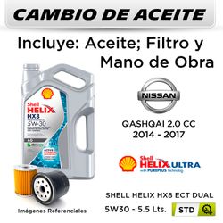 CAMBIO DE ACEITE  NISSAN  QASHQAI 2.0 CC  2014 - 2017 | SHELL HELIX HX8 ECT DUAL 5W30 - FILTRO HU6011Z STP