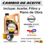 CAMBIO-DE-ACEITE--NISSAN--NAVARA-2.5-CC--2015---|-TOTAL-QUARTZ-INEO-MC3-5W30---FILTRO-W920-48-MANN