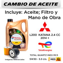 CAMBIO DE ACEITE  MITSUBISHI  L200  4X4  KATANA 2.4 CC  2014 + | TOTAL QUARTZ INEO MC3 5W30 - FILTRO W9066 SAKURA