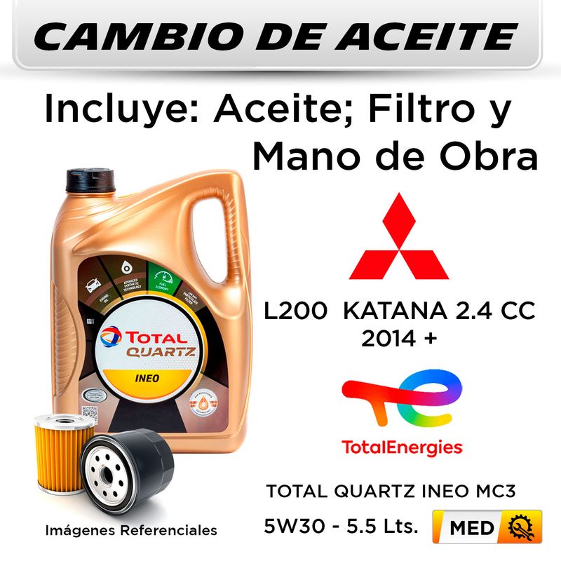 CAMBIO-DE-ACEITE--MITSUBISHI--L200--4X4--KATANA-2.4-CC--2014---|-TOTAL-QUARTZ-INEO-MC3-5W30---FILTRO-W9066-SAKURA