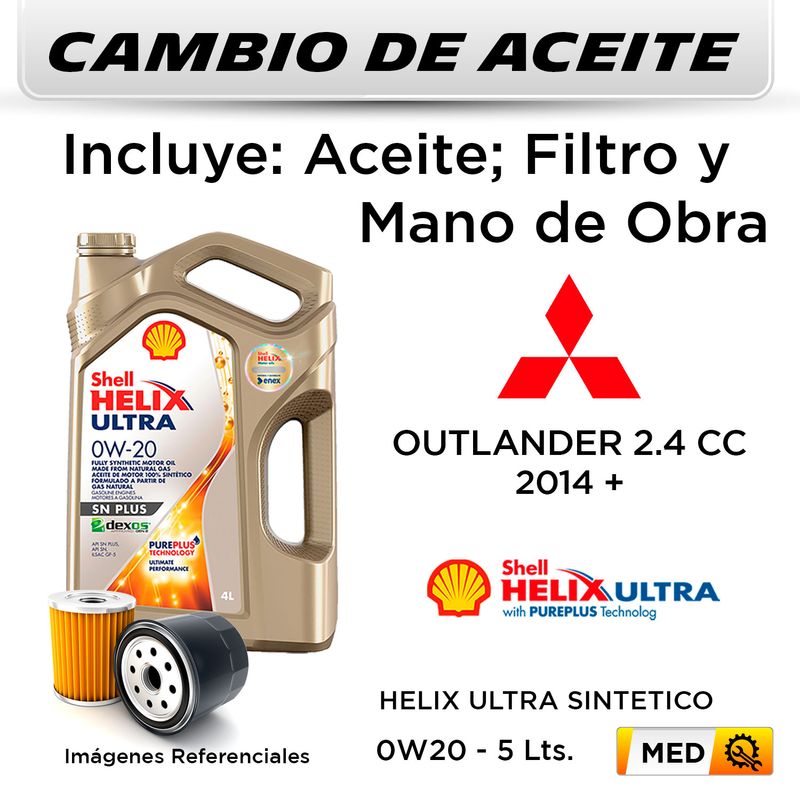 CAMBIO-DE-ACEITE--MITSUBISHI--OUTLANDER-2.4-CC--2014---|-SHELL-HELIX-ULTRA-SINTETICO-0W20-4LT---FILTRO-W610-82-HANZO