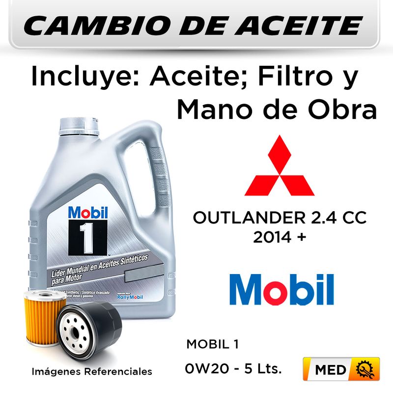 CAMBIO-DE-ACEITE--MITSUBISHI--OUTLANDER-2.4-CC--2014---|-MOBIL-1-0W20---FILTRO-W610-82-HANZO