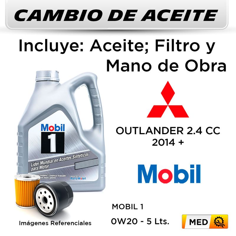 CAMBIO-DE-ACEITE--MITSUBISHI--OUTLANDER-2.4-CC--2014---|-MOBIL-1-0W20---FILTRO-W610-82-HANZO