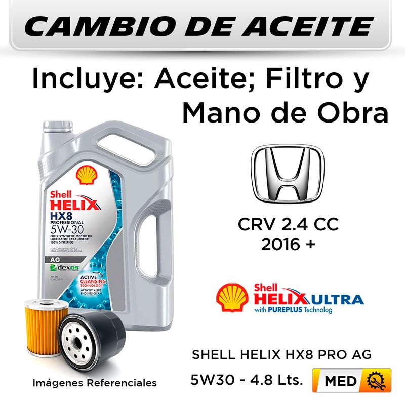 CAMBIO-DE-ACEITE--HONDA--CRV-2.4-CC--2016---|-SHELL-HELIX-HX8-PRO-AG-5W30---FILTRO-W610-82-HANZO