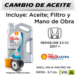 CAMBIO DE ACEITE  HONDA  REDGELINE 3.5 CC  2017 + | SHELL HELIX HX8 PRO AG 5W30 - FILTRO W610/82 HANZO