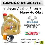 CAMBIO-DE-ACEITE--SSANGYONG--KORANDO-2.0-CC--2012---2016-|-CASTROL-EDGE-LL-DPF-ACEA-C3-5W30---FILTRO-HU613X-HANZO