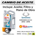 CAMBIO-DE-ACEITE--SSANGYONG--KORANDO-2.0-CC--2012---2016-|-SHELL-HELIX-HX8-ECT-DUAL-5W30---FILTRO-HU613X-HANZO