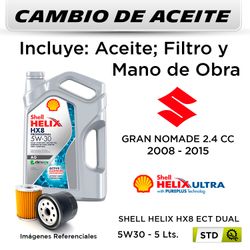 CAMBIO DE ACEITE  SUZUKI  GRAN NOMADE GLX 2.4 CC  2008 - 2015 | SHELL HELIX HX8 ECT DUAL 5W30 - FILTRO W610/80 HANZO