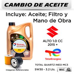 CAMBIO DE ACEITE  SUZUKI  ALTO 1.0 CC  2015 + | TOTAL QUARTZ INEO MC3 5W30 - FILTRO W67/81 HANZO