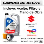 CAMBIO-DE-ACEITE--SUZUKI--ALTO-1.0-CC--2015---|-VISTONY-ATTOM-5W30-S320-ACEA-C3-API-SN---FILTRO-W67-81-HANZO