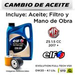 CAMBIO-DE-ACEITE--MG--ZS-1.5-CC--2017---|-ELF-EVOLUTION-FULL-TECH-VSX-0W20---FILTRO-W713-15-STP