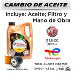 CAMBIO-DE-ACEITE--MG--3-1.5-CC--2015---|-TOTAL-QUARTZ-INEO-MC3-5W30---FILTRO-W713-15-STP