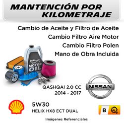 MANTENCIÓN POR KILOMETRAJE NISSAN QASHQAI 2.0 CC 2014 - 2017 | SERVICIO TODO INCLUIDO - B KB003