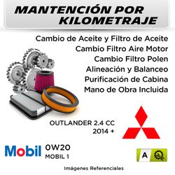 MANTENCIÓN POR KILOMETRAJE MITSUBISHI OUTLANDER 2.4 CC 2014 + | SERVICIO TODO INCLUIDO - A KA02