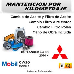 MANTENCIÓN POR KILOMETRAJE MITSUBISHI OUTLANDER 2.4 CC 2014 + | SERVICIO TODO INCLUIDO - B KB02