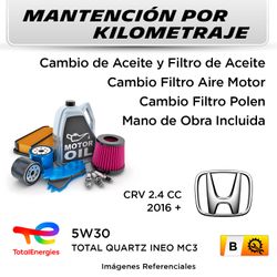 MANTENCIÓN POR KILOMETRAJE HONDA CRV 2.4 CC 2016 + | SERVICIO TODO INCLUIDO - B KB1