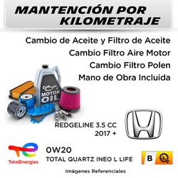 MANTENCIÓN POR KILOMETRAJE HONDA REDGELINE 3.5 CC 2017 + | SERVICIO TODO INCLUIDO - B KB3