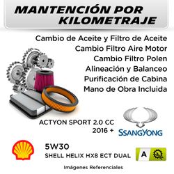 MANTENCIÓN POR KILOMETRAJE SSANGYONG ACTYON SPORT 2.0 CC 2016 + | SERVICIO TODO INCLUIDO - A KA3