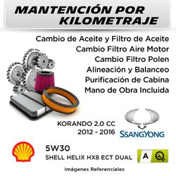 MANTENCIÓN POR KILOMETRAJE SSANGYONG KORANDO 2.0 CC 2012 - 2016 | SERVICIO TODO INCLUIDO - A KA03