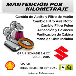 MANTENCIÓN POR KILOMETRAJE SUZUKI GRAN NOMADE 2.4 CC 2008 - 2015 | SERVICIO TODO INCLUIDO - A KA03