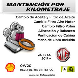 MANTENCIÓN POR KILOMETRAJE MG ZS 1.5 CC 2017 + | SERVICIO TODO INCLUIDO - A KA00001