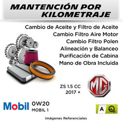 MANTENCIÓN POR KILOMETRAJE MG ZS 1.5 CC 2017 + | SERVICIO TODO INCLUIDO - A KA00002