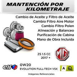 MANTENCIÓN POR KILOMETRAJE MG ZS 1.5 CC 2017 + | SERVICIO TODO INCLUIDO - A KA00003