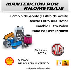 MANTENCIÓN POR KILOMETRAJE MG ZS 1.5 CC 2017 + | SERVICIO TODO INCLUIDO - B KB00001