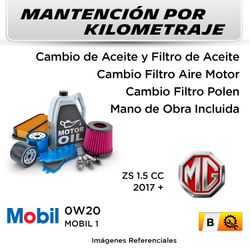 MANTENCIÓN POR KILOMETRAJE MG ZS 1.5 CC 2017 + | SERVICIO TODO INCLUIDO - B KB00002