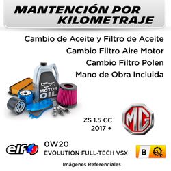 MANTENCIÓN POR KILOMETRAJE MG ZS 1.5 CC 2017 + | SERVICIO TODO INCLUIDO - B KB00003