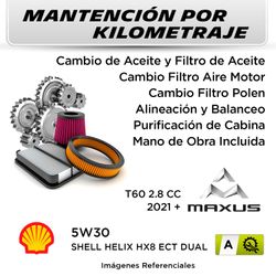 MANTENCIÓN POR KILOMETRAJE MAXUS T60 2.8 CC 2021 + | SERVICIO TODO INCLUIDO - A KA3