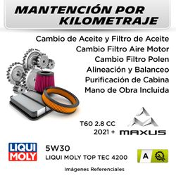 MANTENCIÓN POR KILOMETRAJE MAXUS T60 2.8 CC 2021 + | SERVICIO TODO INCLUIDO - A KA4