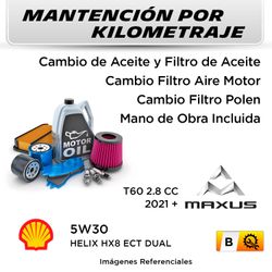 MANTENCIÓN POR KILOMETRAJE MAXUS T60 2.8 CC 2021 + | SERVICIO TODO INCLUIDO - B KB3