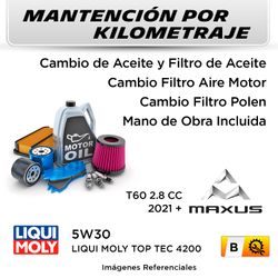 MANTENCIÓN POR KILOMETRAJE MAXUS T60 2.8 CC 2021 + | SERVICIO TODO INCLUIDO - B KB4