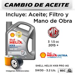 CAMBIO DE ACEITE  MG  3 1.5 CC  2015 + | SHELL HELIX HX8 ECT DUAL 5W30 - FILTRO W713/15 STP