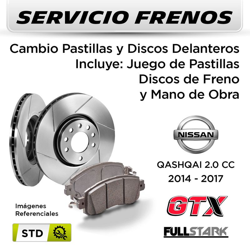 FRENOS---CAMBIO-PASTILLAS-Y-DISCOS--NISSAN-QASHQAI-2.0-CC-2014---2017-|-DELANTEROS----PAST.-FULLSTARK---DISC.-GTX