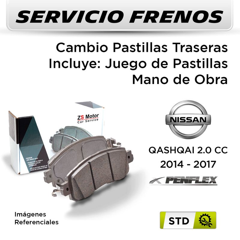 FRENOS---CAMBIO-PASTILLAS-NISSAN-QASHQAI-2.0-CC-2014---2017-|-TRASERAS----PAST.-PENFLEX-